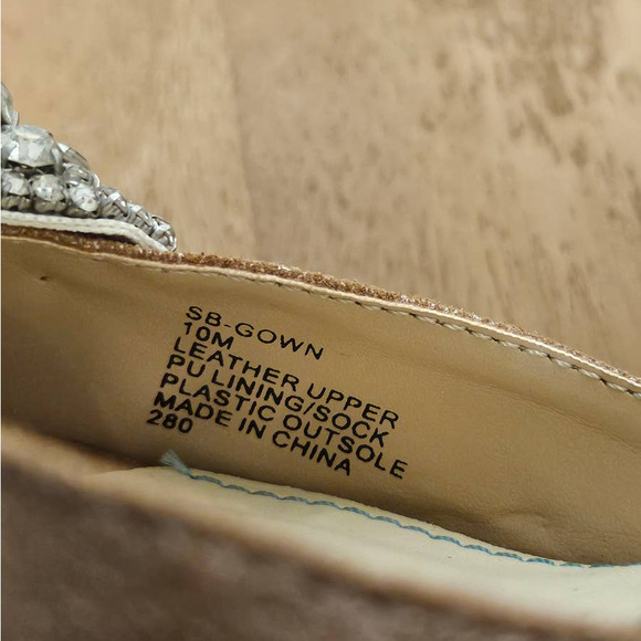 Betsy Johnson Bronze Jeweled Prom Rhinestone Open Toe Wedding Heels Size 10 - Picture 5 of 6